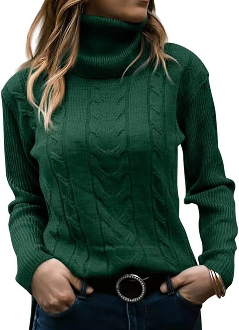 Pull en tricot pour femmes avec col montant et motif en relief à tresses Chic und Stil