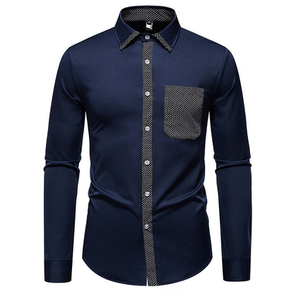 Chemise à manches longues pour hommes avec col contrasté et poche poitrine tendance Chic und Stil