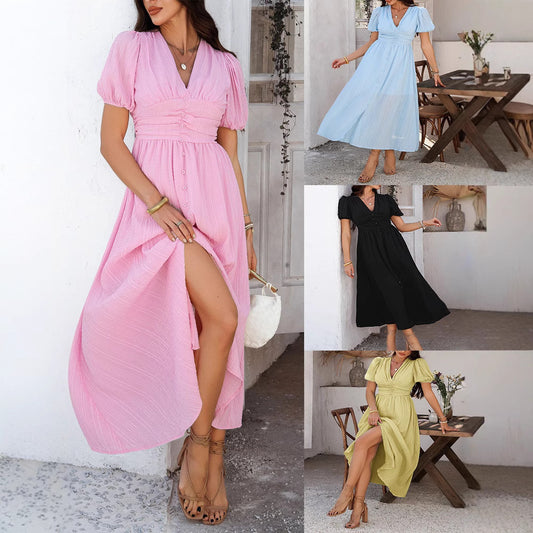 Robe maxi élégante à boutons pour femmes Chic und Stil