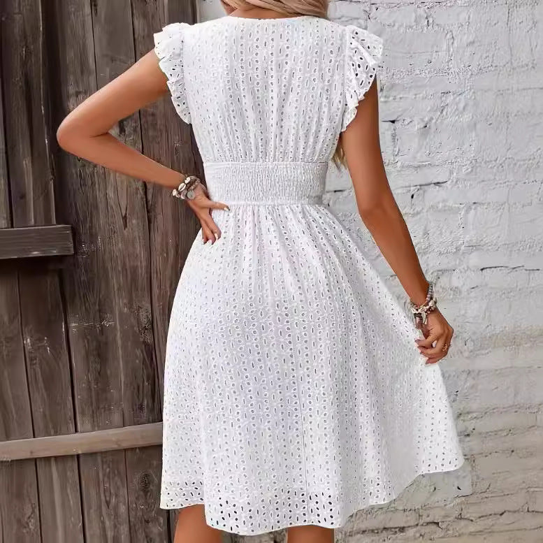 Women's Summer Ruffle Dress with Waffle Texture Chic und Stil