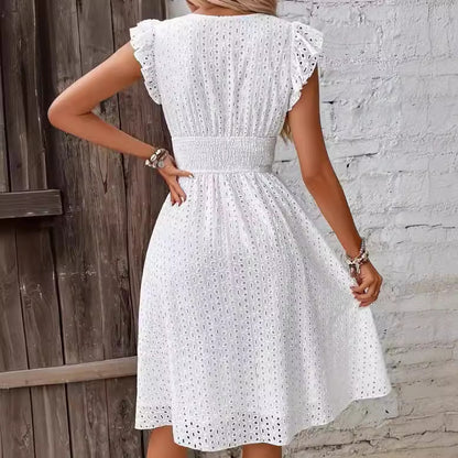 Women's Summer Ruffle Dress with Waffle Texture Chic und Stil
