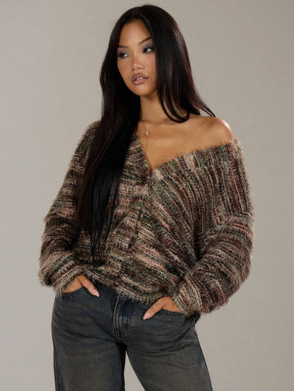 Cardigan décontracté pour femmes en tissu structuré pelucheux Chic und Stil