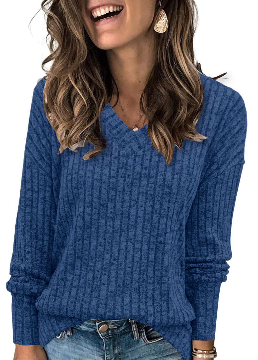 Dames V-cou tricot pull Chic und Stil