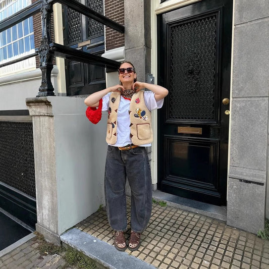 Women's vest with floral design and cozy fleece Chic and Style