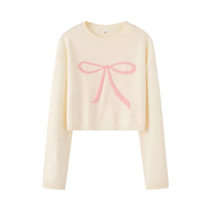 Pull-over en tricot court pour femmes avec design de nœud décoratif Chic und Stil