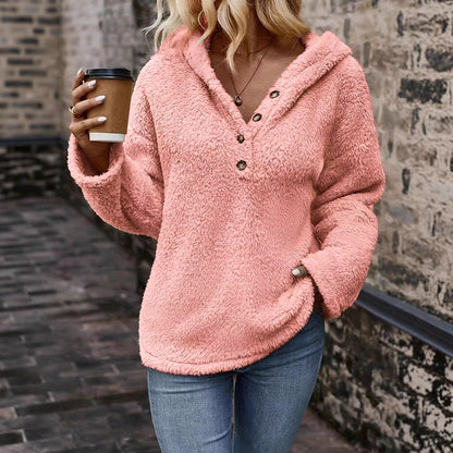Dames pull en fleece confortable avec patte de boutonnage Chic und Stil