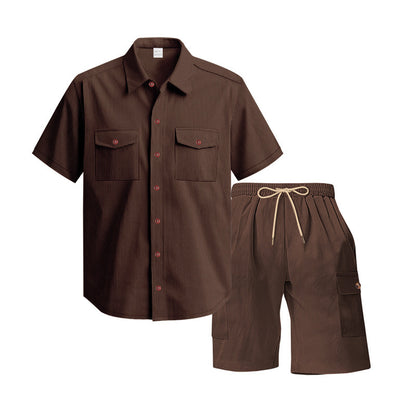 Chemise à manches courtes décontractée pour hommes et ensemble de shorts de loisirs avec poches pratiques Chic und Stil