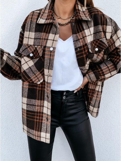 Chemise en flanelle à carreaux pour femmes à coupe oversize décontractée Chic und Stil