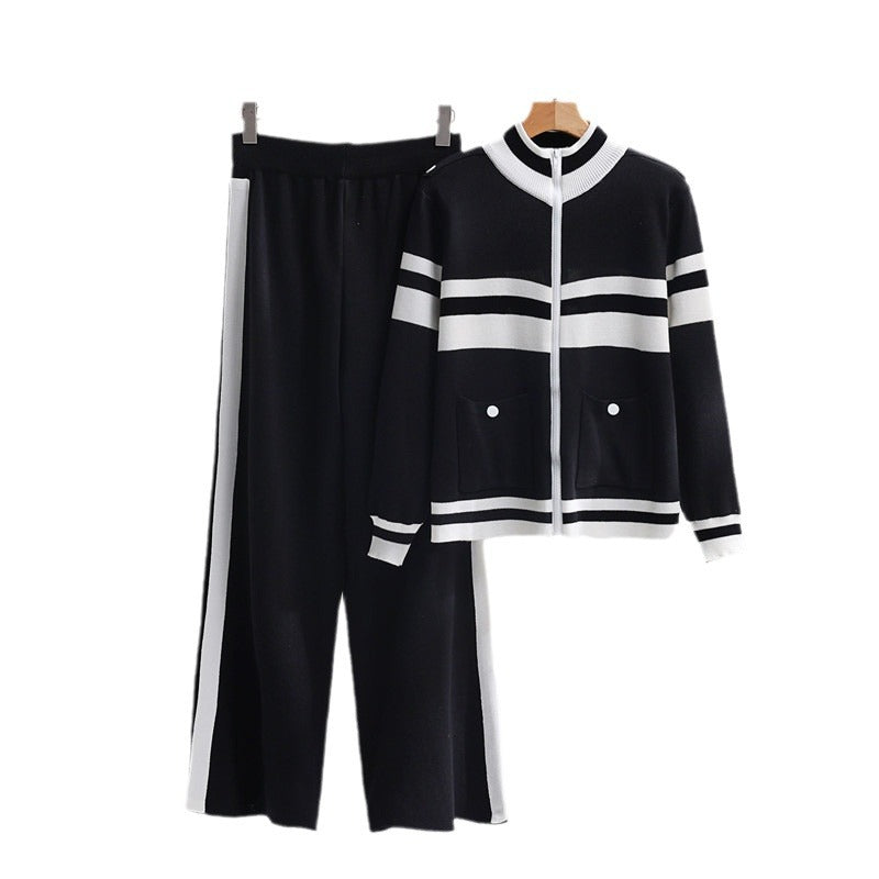 Chic and Style ladies' knitted sports jacket and pants set