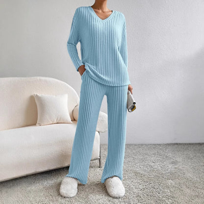 Costume en maille côtelée confortable pour femmes à coupe large Chic und Stil