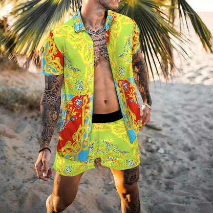 Hommes ensemble de plage à motifs à manches courtes élégant Chic und Stil