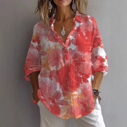 Blouse décontractée pour femmes avec imprimé floral et patte de boutonnage Chic und Stil