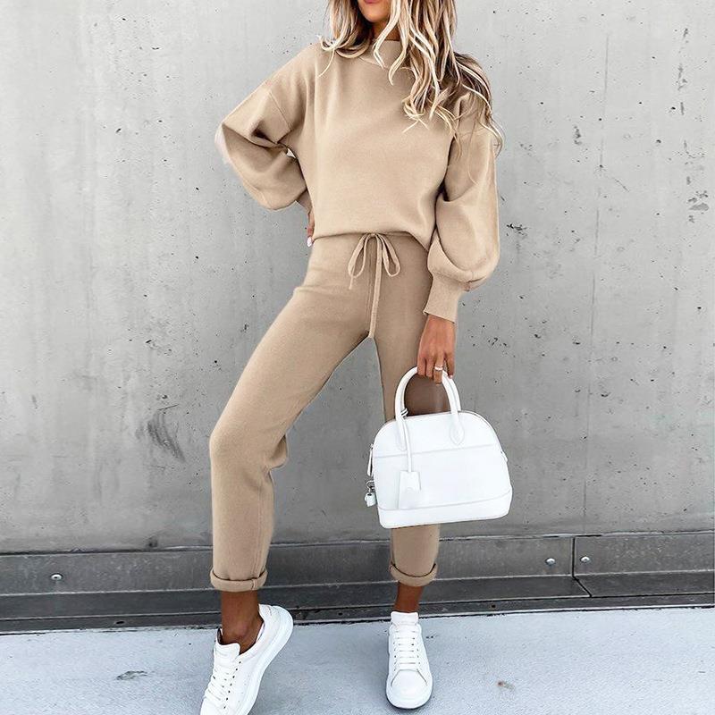 Ensemble de pull décontracté et élégant pour femmes avec col montant Chic und Stil