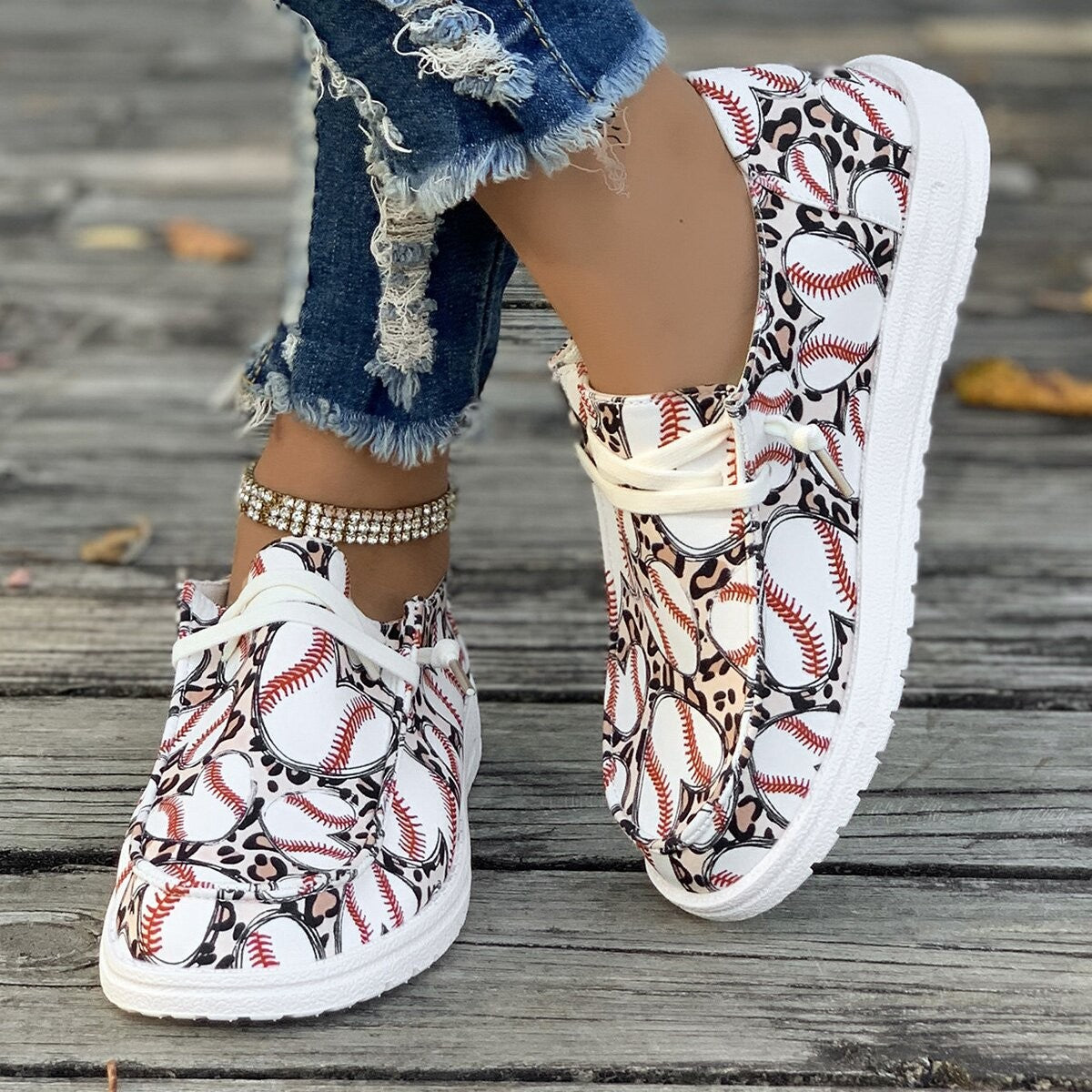 Baskets pour femmes avec design de baseball créatif Chic und Stil