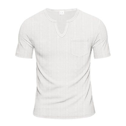 T-shirt à manches courtes pour hommes col en V avec poche poitrine Chic und Stil
