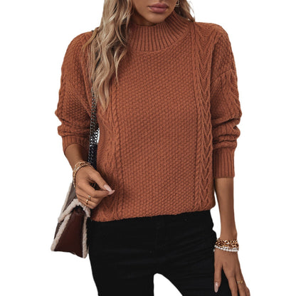 Pull en tricot pour femmes avec un motif de torsades saisissant et un col montant Chic und Stil