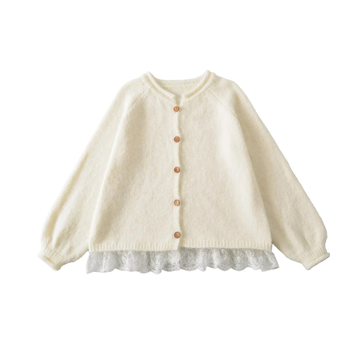 Dames Élégant Gilet en Tricot avec Dentelle et Détails de Bouton Chic und Stil