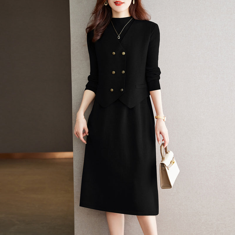 Robe en tricot élégante pour femmes avec un design de blazer chic et de jolis détails de boutons Chic und Stil