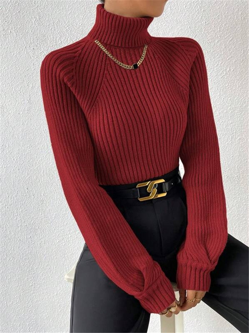 Pull femme ajusté avec texture côtelée et col montant Chic und Stil