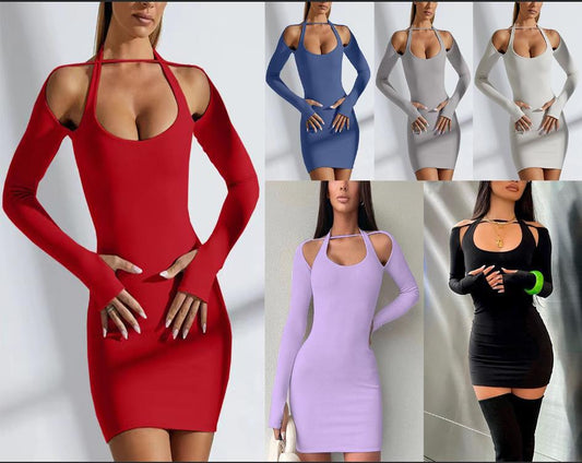 Robe mini à manches longues ouverte d'un côté pour dames Chic und Stil