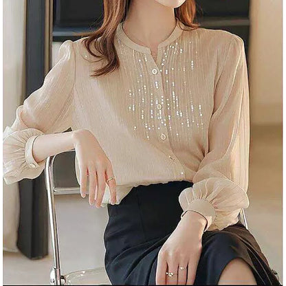 Blouse transparente élégante à boutons pour femmes Chic und Stil