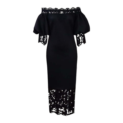 Robe maxi off-shoulder pour dames avec des accents en dentelle et une coupe flatteuse pour la silhouette Chic und Stil