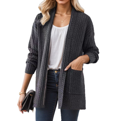 Pull d'extérieur pour femmes avec des motifs en relief modernes et des poches pratiques Chic und Stil