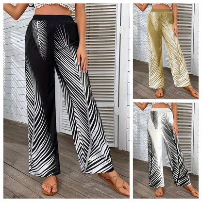Elegant and lightweight palazzo pants for women with palm tree pattern Chic and Style