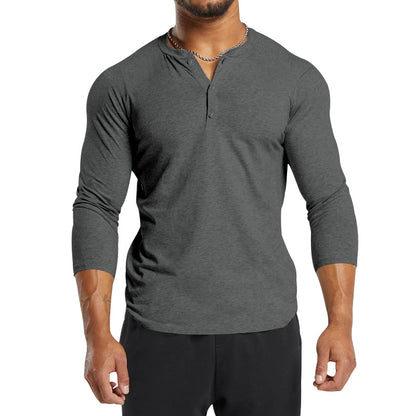 Chemise Henley à manches longues pour hommes en mélange de coton respirant avec détails en boutons Chic und Stil