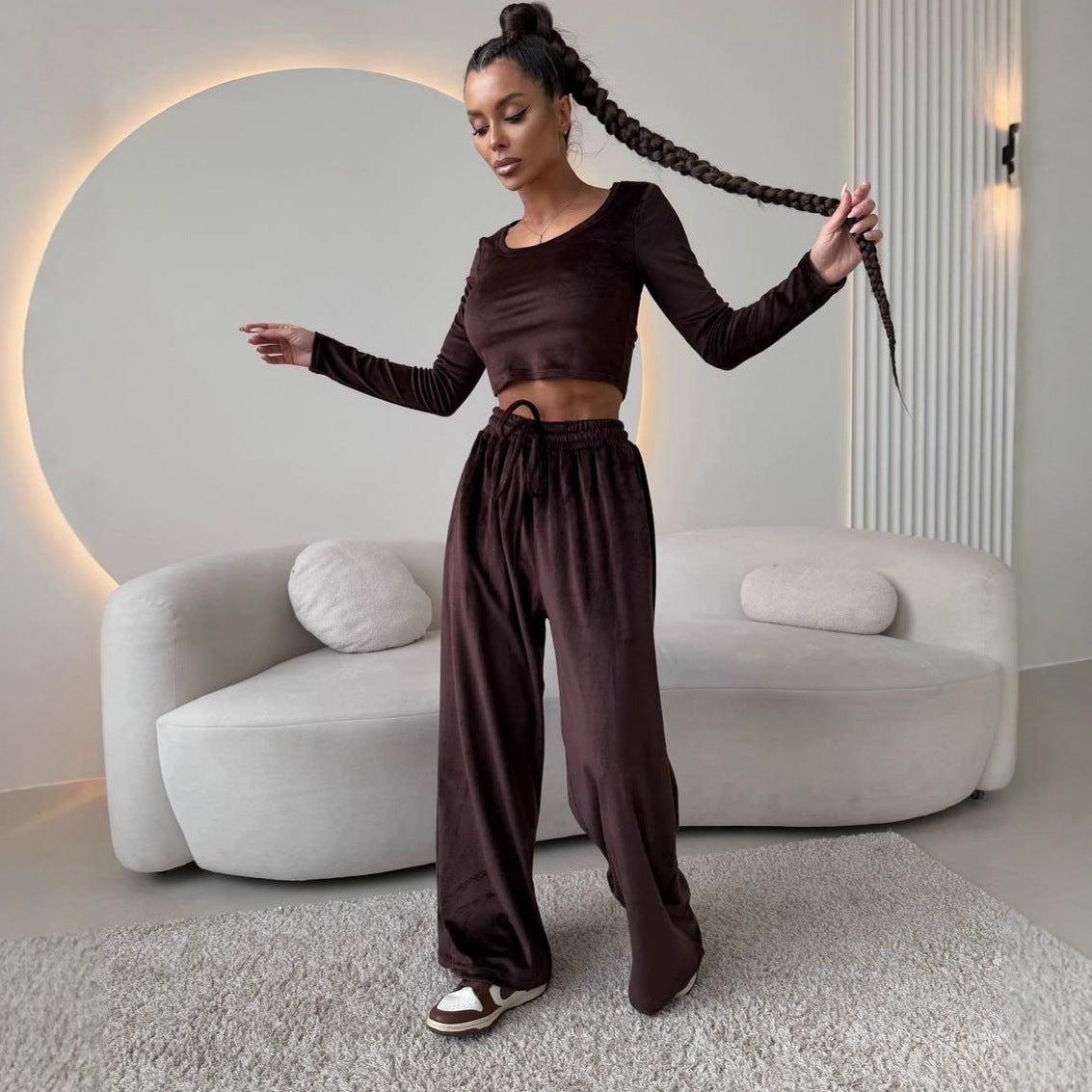 Premium women, elegant crop-top and comfortable pants Chic and Style