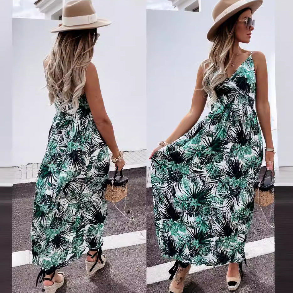 Robe maxi portefeuille imprimé floral Chic und Stil pour femmes