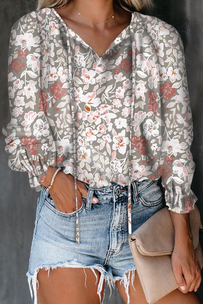 Blouse femme avec un motif léopard sophistiqué et un décolleté en V à la mode Chic und Stil