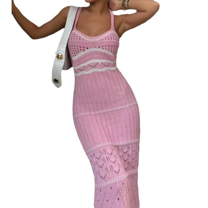 Robe maxi en tricot pour femmes avec motifs au crochet raffinés et fente latérale Chic und Stil