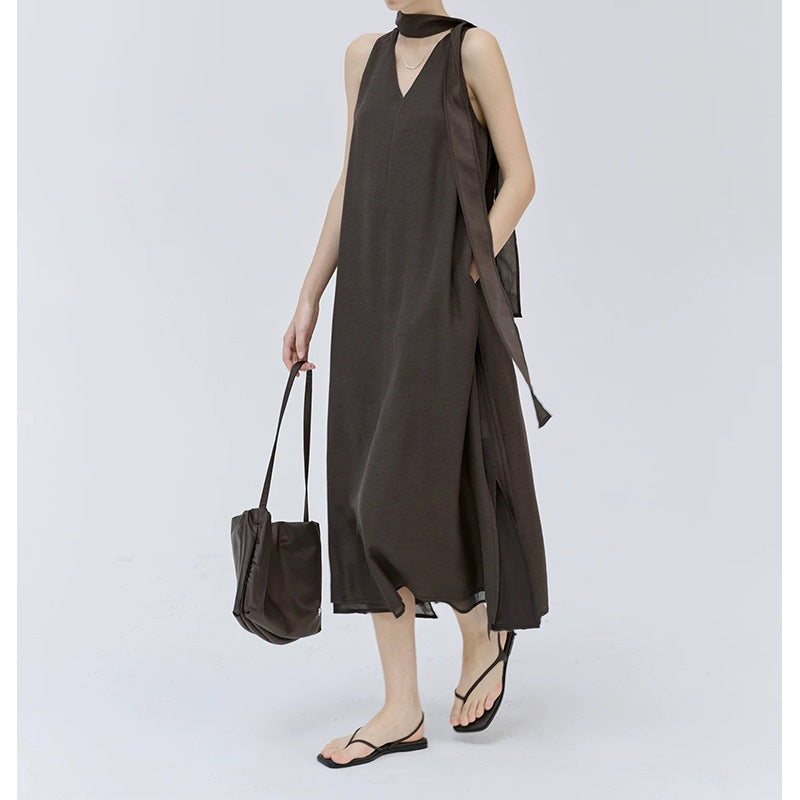 Robe Maxi Élégante pour Femme avec Détail de Liens Chic und Stil