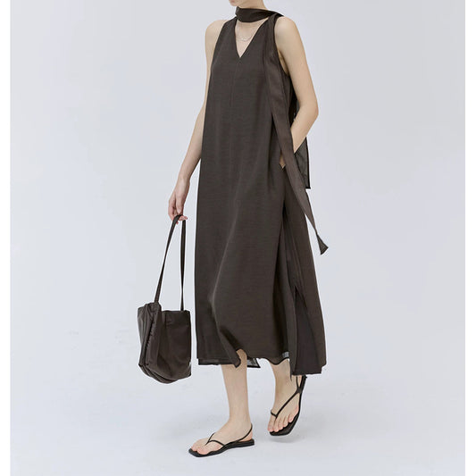 Robe Maxi Élégante pour Femme avec Détail de Liens Chic und Stil