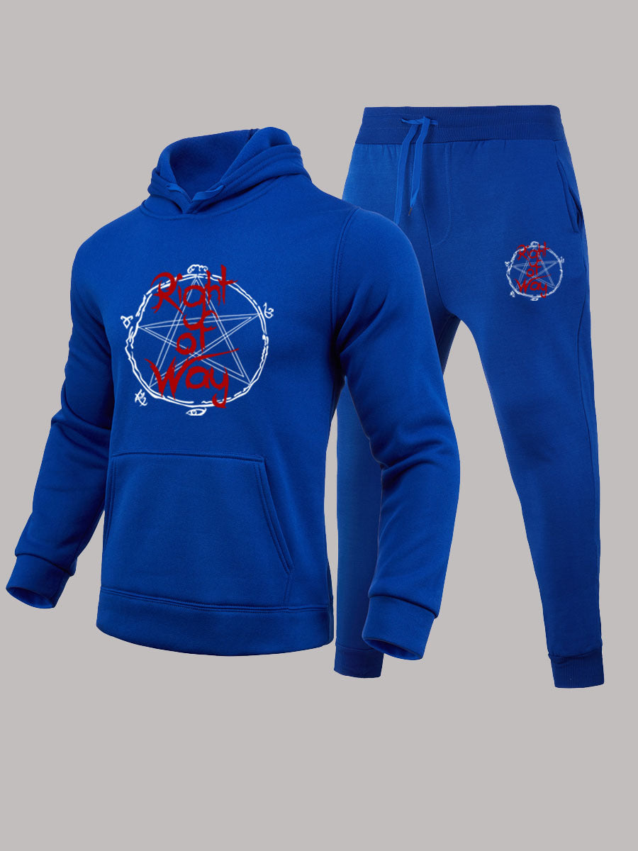 Men's Sports Hoodie and Jogging Pants Set with Unique Graphic Print Chic and Style