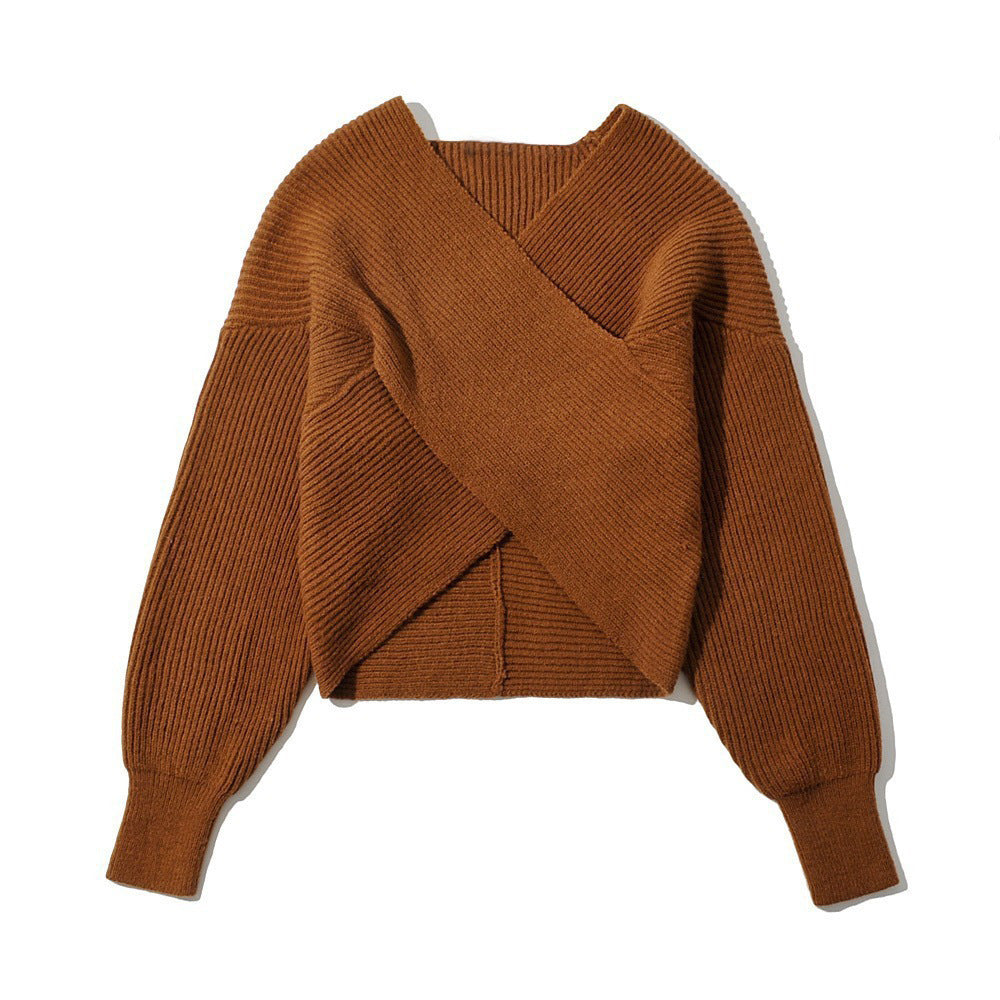 Pull-over à nouer pour femmes avec un design en maille texturée et des manches larges Chic und Stil