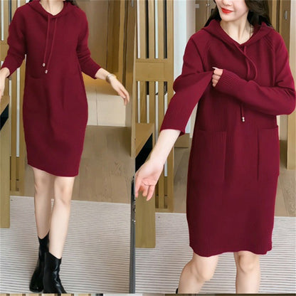 Robe en tricot pour femmes avec capuche et poches pratiques Chic und Stil