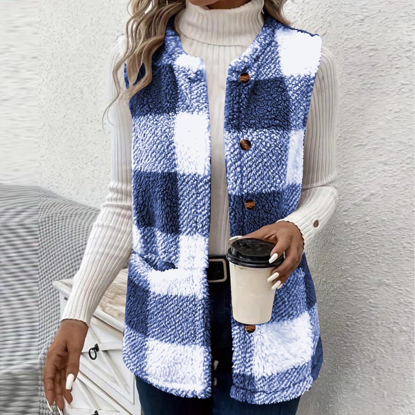 Dames Gilet en Tartan Douillet Chic und Stil