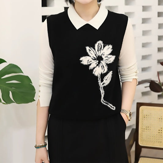 Gilet en tricot floral pour femmes Chic und Stil