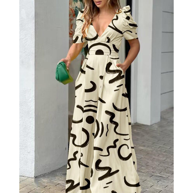 Robe Maxi Imprimée Florale Tropicale Femme Chic und Stil