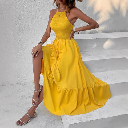 Dames Haut-Bas Dos Nu Robe Chic und Stil