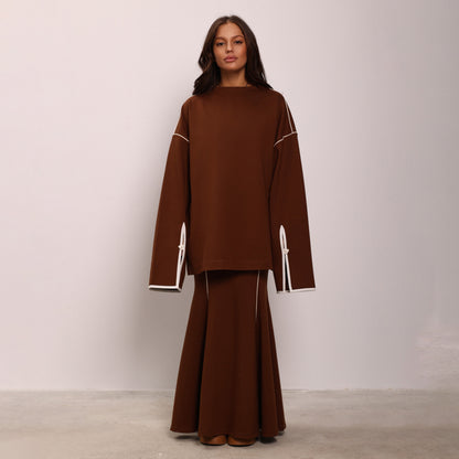 Dames Ensemble élégant composé d'un chemisier ample et d'une jupe évasée Chic und Stil