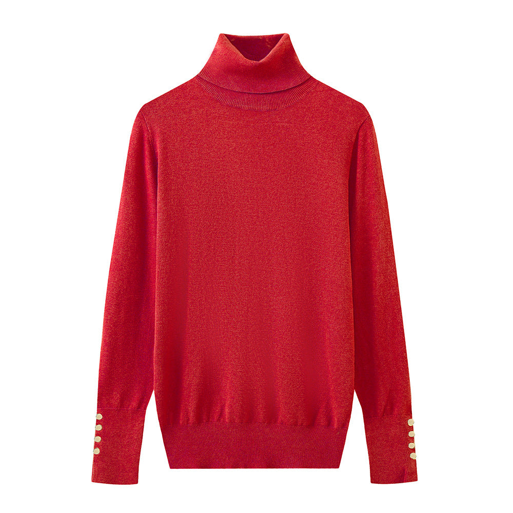 Pull à col roulé pour dames avec des détails de boutons élégants Chic und Stil