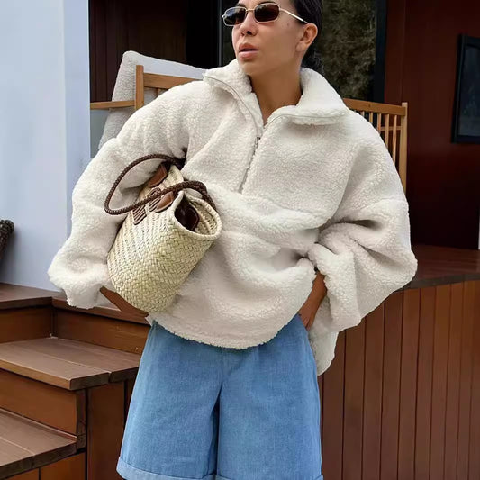 Pull-over en polaire pour femmes avec col haut Chic und Stil