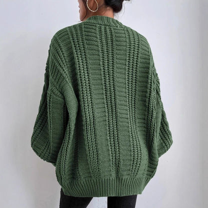 Cardigan en tricot surdimensionné pour femmes avec un motif en câble élégant et des boutons pratiques Chic und Stil