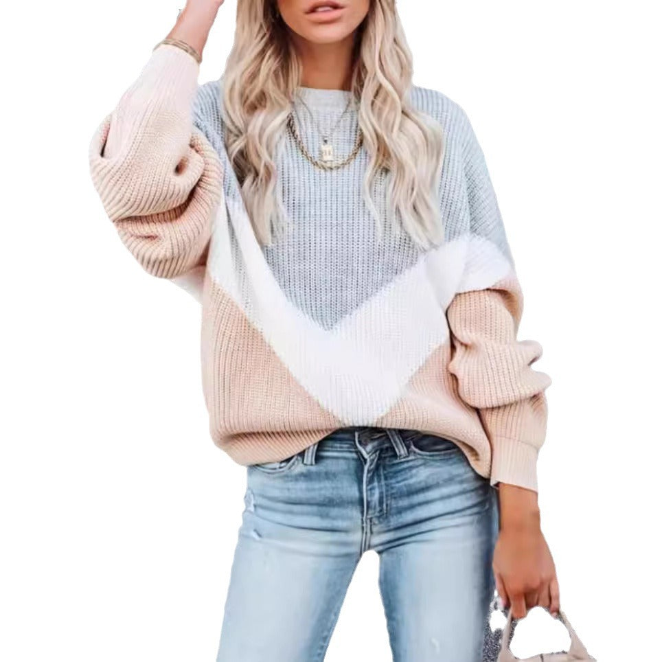 Dames pull à tricoter tendance avec motif innovant et manches larges Chic und Stil