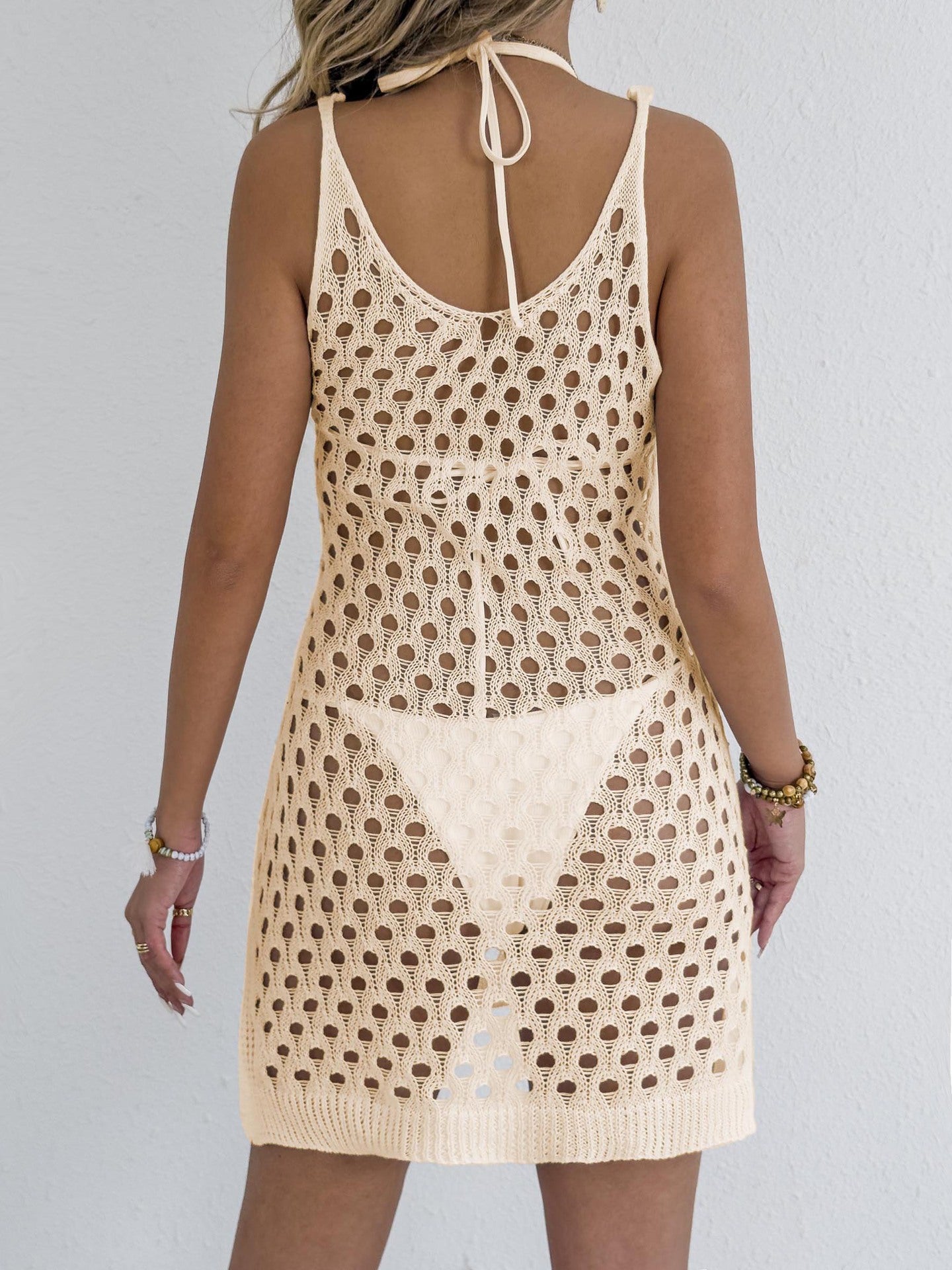 Femmes Détail en dentelle Nœud Couverture de plage Robe Chic und Stil