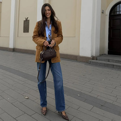Blazer en daim pour femmes avec une coupe élégante et des détails de haute qualité Chic und Stil