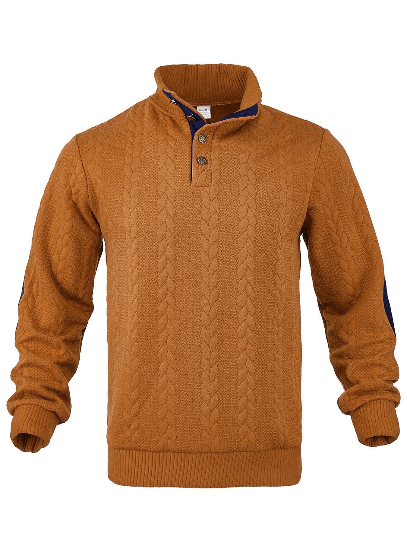 Men's fleece pullover with textured cable knit pattern and modern stand-up collar Chic and style